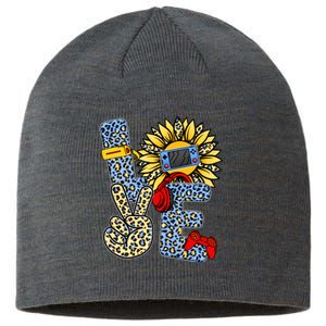 Love Video Game Gamer Leopard Sunflower Graphic Plus Size Sustainable Beanie