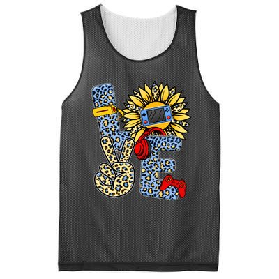 Love Video Game Gamer Leopard Sunflower Graphic Plus Size Mesh Reversible Basketball Jersey Tank