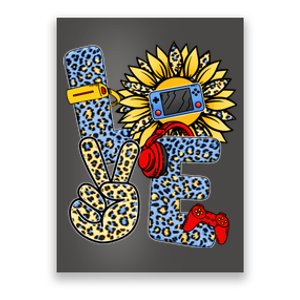 Love Video Game Gamer Leopard Sunflower Graphic Plus Size Poster