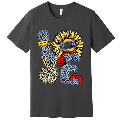 Love Video Game Gamer Leopard Sunflower Graphic Plus Size Premium T-Shirt