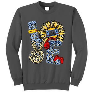 Love Video Game Gamer Leopard Sunflower Graphic Plus Size Tall Sweatshirt