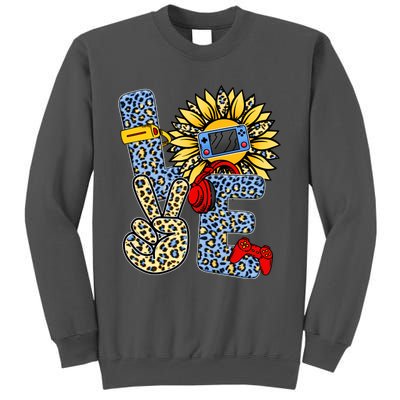 Love Video Game Gamer Leopard Sunflower Graphic Plus Size Tall Sweatshirt