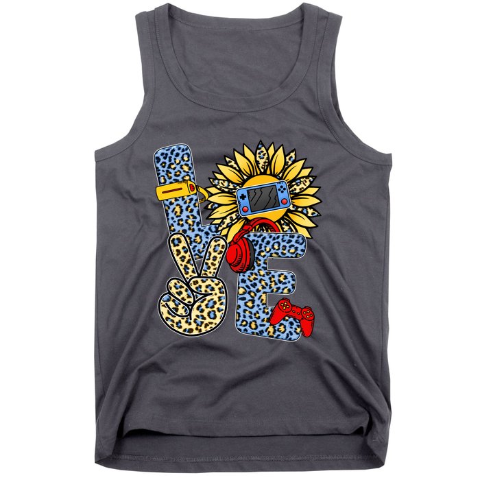 Love Video Game Gamer Leopard Sunflower Graphic Plus Size Tank Top