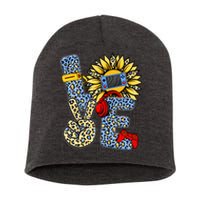 Love Video Game Gamer Leopard Sunflower Graphic Plus Size Short Acrylic Beanie