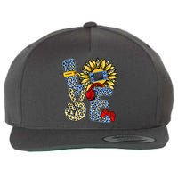 Love Video Game Gamer Leopard Sunflower Graphic Plus Size Wool Snapback Cap