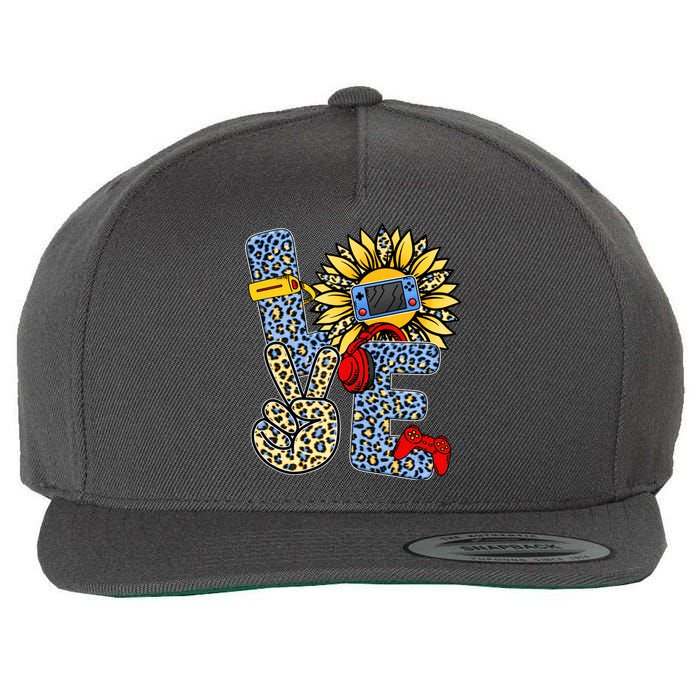 Love Video Game Gamer Leopard Sunflower Graphic Plus Size Wool Snapback Cap