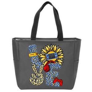 Love Video Game Gamer Leopard Sunflower Graphic Plus Size Zip Tote Bag