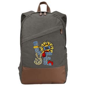 Love Video Game Gamer Leopard Sunflower Graphic Plus Size Cotton Canvas Backpack