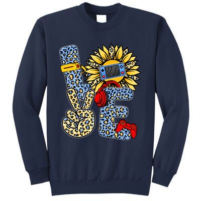 Love Video Game Gamer Leopard Sunflower Graphic Plus Size Sweatshirt