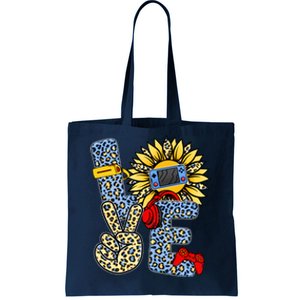 Love Video Game Gamer Leopard Sunflower Graphic Plus Size Tote Bag