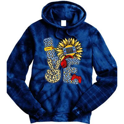 Love Video Game Gamer Leopard Sunflower Graphic Plus Size Tie Dye Hoodie