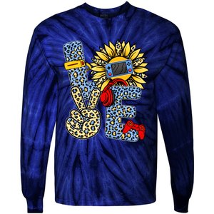 Love Video Game Gamer Leopard Sunflower Graphic Plus Size Tie-Dye Long Sleeve Shirt