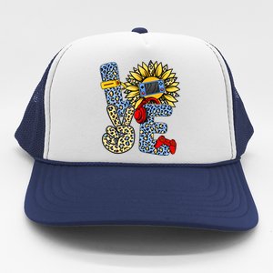 Love Video Game Gamer Leopard Sunflower Graphic Plus Size Trucker Hat