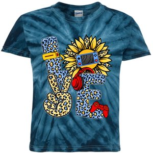 Love Video Game Gamer Leopard Sunflower Graphic Plus Size Kids Tie-Dye T-Shirt