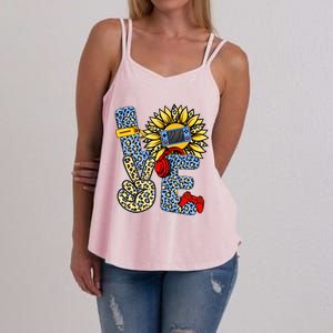 Love Video Game Gamer Leopard Sunflower Graphic Plus Size Women's Strappy Tank