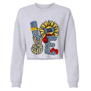 Love Video Game Gamer Leopard Sunflower Graphic Plus Size Cropped Pullover Crew