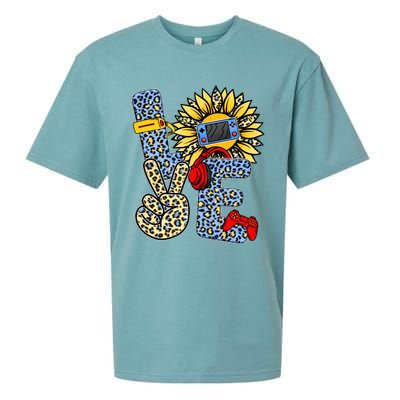 Love Video Game Gamer Leopard Sunflower Graphic Plus Size Sueded Cloud Jersey T-Shirt