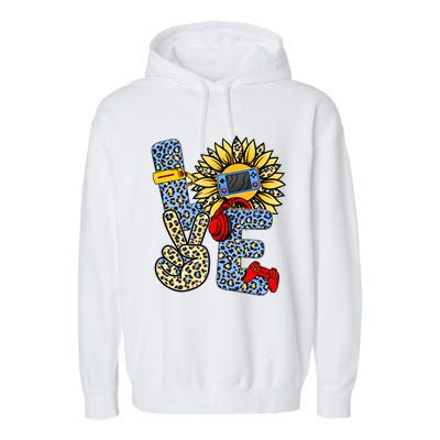 Love Video Game Gamer Leopard Sunflower Graphic Plus Size Garment-Dyed Fleece Hoodie