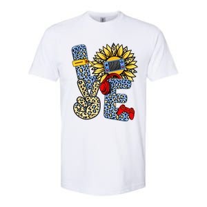 Love Video Game Gamer Leopard Sunflower Graphic Plus Size Softstyle CVC T-Shirt