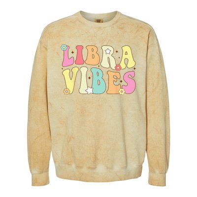 Libra Vibes Groovy Zodiac Birthday   Colorblast Crewneck Sweatshirt