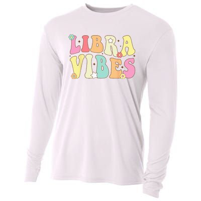 Libra Vibes Groovy Zodiac Birthday   Cooling Performance Long Sleeve Crew