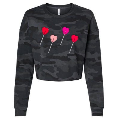 Lollipop Valentines Heart Candy Valentines Sucker Adult Cropped Pullover Crew