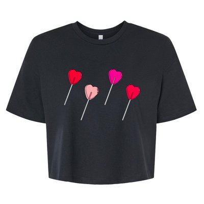 Lollipop Valentines Heart Candy Valentines Sucker Adult Bella+Canvas Jersey Crop Tee