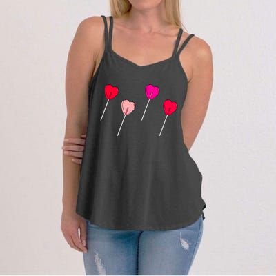 Lollipop Valentines Heart Candy Valentines Sucker Adult Women's Strappy Tank