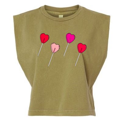 Lollipop Valentines Heart Candy Valentines Sucker Adult Garment-Dyed Women's Muscle Tee