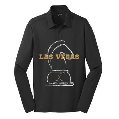 Las Vegas Ice Hockey Sports Team Golden Novelty Athletic Silk Touch Performance Long Sleeve Polo