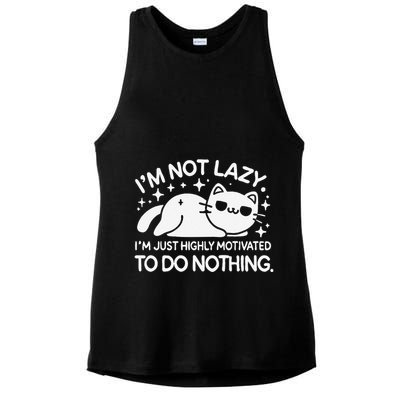 Lazy Vs I’M Just Highly Motivated To Do Nothing Funny Cat Ladies PosiCharge Tri-Blend Wicking Tank