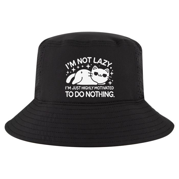 Lazy Vs I’M Just Highly Motivated To Do Nothing Funny Cat Cool Comfort Performance Bucket Hat