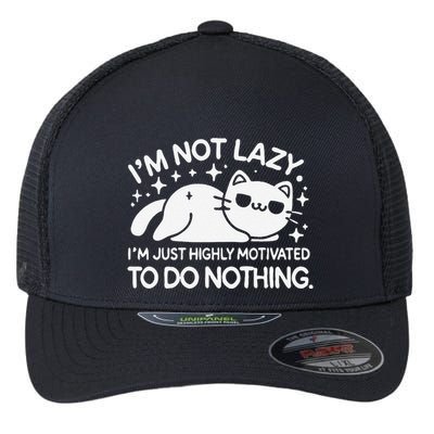 Lazy Vs I’M Just Highly Motivated To Do Nothing Funny Cat Flexfit Unipanel Trucker Cap