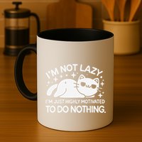 Lazy Vs I’M Just Highly Motivated To Do Nothing Funny Cat Mug