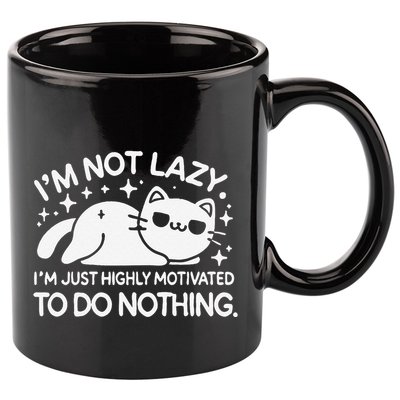Lazy Vs I’M Just Highly Motivated To Do Nothing Funny Cat 11oz C Handle Ceramic Mug