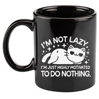 Lazy Vs I’M Just Highly Motivated To Do Nothing Funny Cat 11oz C Handle Ceramic Mug