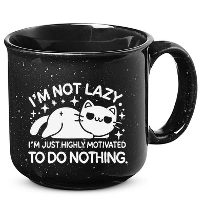 Lazy Vs I’M Just Highly Motivated To Do Nothing Funny Cat 15oz Campfire Ceramic Mug