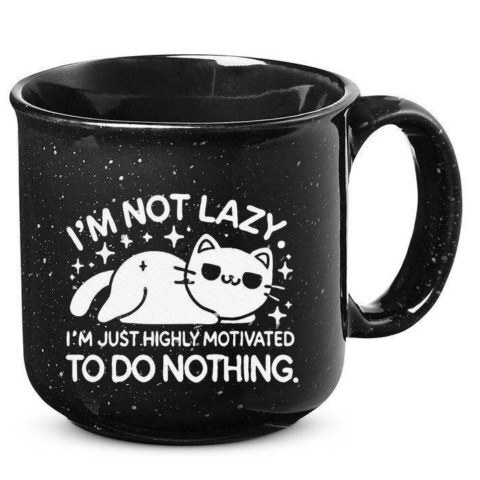 Lazy Vs I’M Just Highly Motivated To Do Nothing Funny Cat 15oz Campfire Ceramic Mug