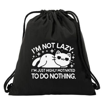 Lazy Vs I’M Just Highly Motivated To Do Nothing Funny Cat Drawstring Bag