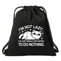 Lazy Vs I’M Just Highly Motivated To Do Nothing Funny Cat Drawstring Bag