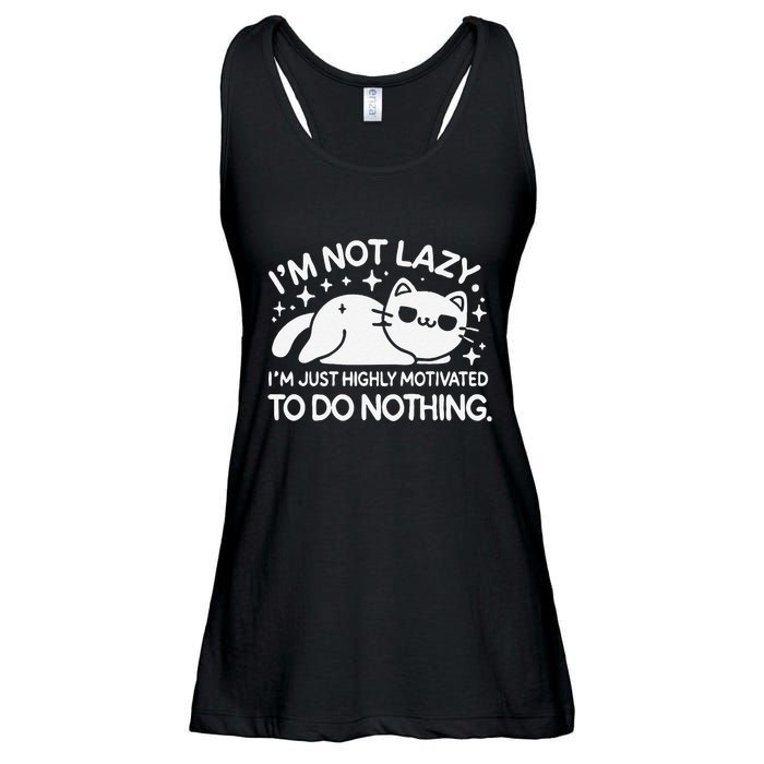 Lazy Vs I’M Just Highly Motivated To Do Nothing Funny Cat Ladies Essential Flowy Tank