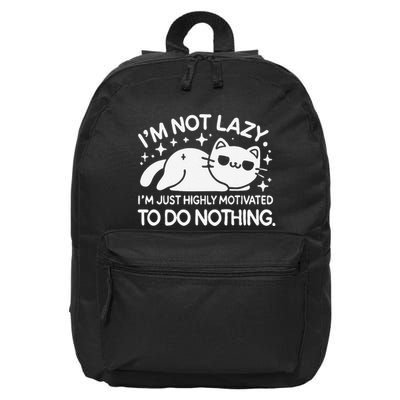 Lazy Vs I’M Just Highly Motivated To Do Nothing Funny Cat 16 in Basic Backpack