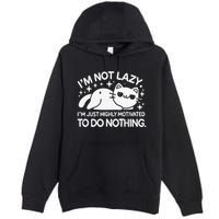 Lazy Vs I’M Just Highly Motivated To Do Nothing Funny Cat Premium Pullover Hoodie