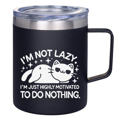 Lazy Vs I’M Just Highly Motivated To Do Nothing Funny Cat 12oz Stainless Steel Coffee Mug