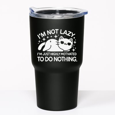 Lazy Vs I’M Just Highly Motivated To Do Nothing Funny Cat Tumbler