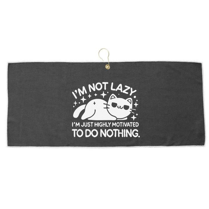 Lazy Vs I’M Just Highly Motivated To Do Nothing Funny Cat Large Microfiber Waffle Golf Towel