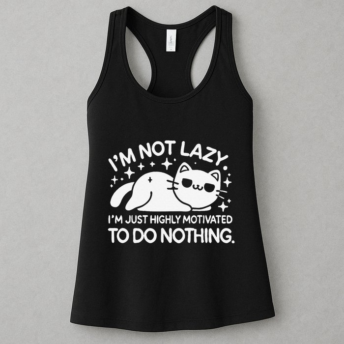 Lazy Vs I’M Just Highly Motivated To Do Nothing Funny Cat Womens Tank Top