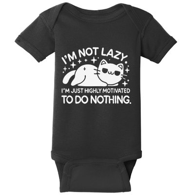 Lazy Vs I’M Just Highly Motivated To Do Nothing Funny Cat Baby Bodysuit
