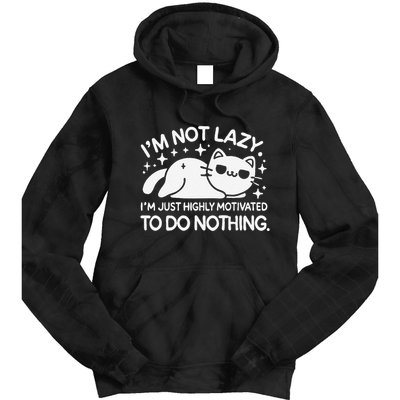 Lazy Vs I’M Just Highly Motivated To Do Nothing Funny Cat Tie Dye Hoodie