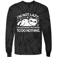 Lazy Vs I’M Just Highly Motivated To Do Nothing Funny Cat Tie-Dye Long Sleeve Shirt